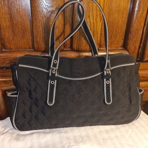 Black quilted vintage Vera Bradley yellow daisy tote